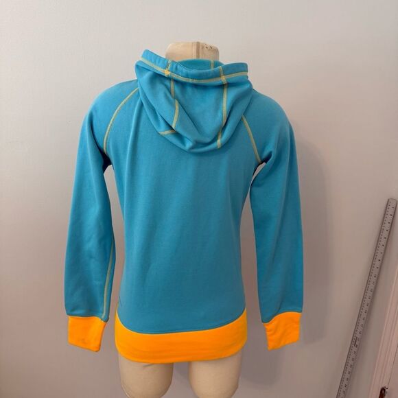 Nike Therma-Fit Turquoise & Yellow Logo Cowl Neck Hoodie w Thumbholes Size Small - Picture 4 of 9
